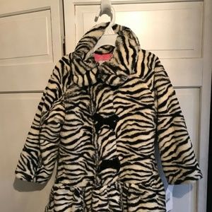 Pluot Zebra Print Faux Fur Girls Jacket/Coat